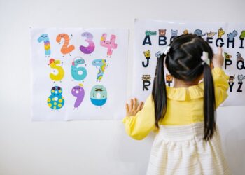 Girl in yellow learning alphabet