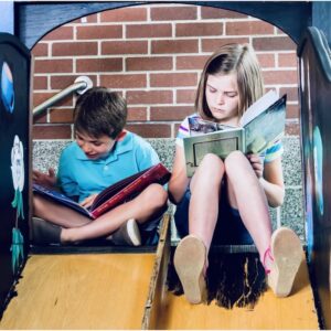 Kids reading books together