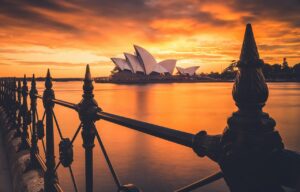 A stunning sunrise, captured behind the famous Sydney Opera House