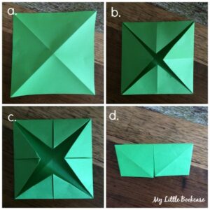 A green paper chatter box instructions